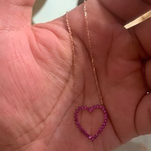 14k Rose Gold Plated Purple Heart Necklace